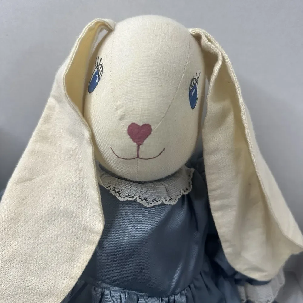 VTG Handmade Country Bunny Rabbits Plush Set Coquette Country‎ Chic Primitive